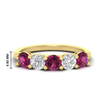 Load image into Gallery viewer, round-cut-2-carat-5-stone-diamond-and-pink-sapphire-wedding-ring-in-yellow-gold-FDENS141ROBGSADRPI-2.00CT-NL-YG-HW
