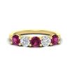 Load image into Gallery viewer, round-cut-2-carat-5-stone-diamond-and-pink-sapphire-wedding-ring-in-yellow-gold-FDENS141ROBGSADRPI-2.00CT-NL-YG