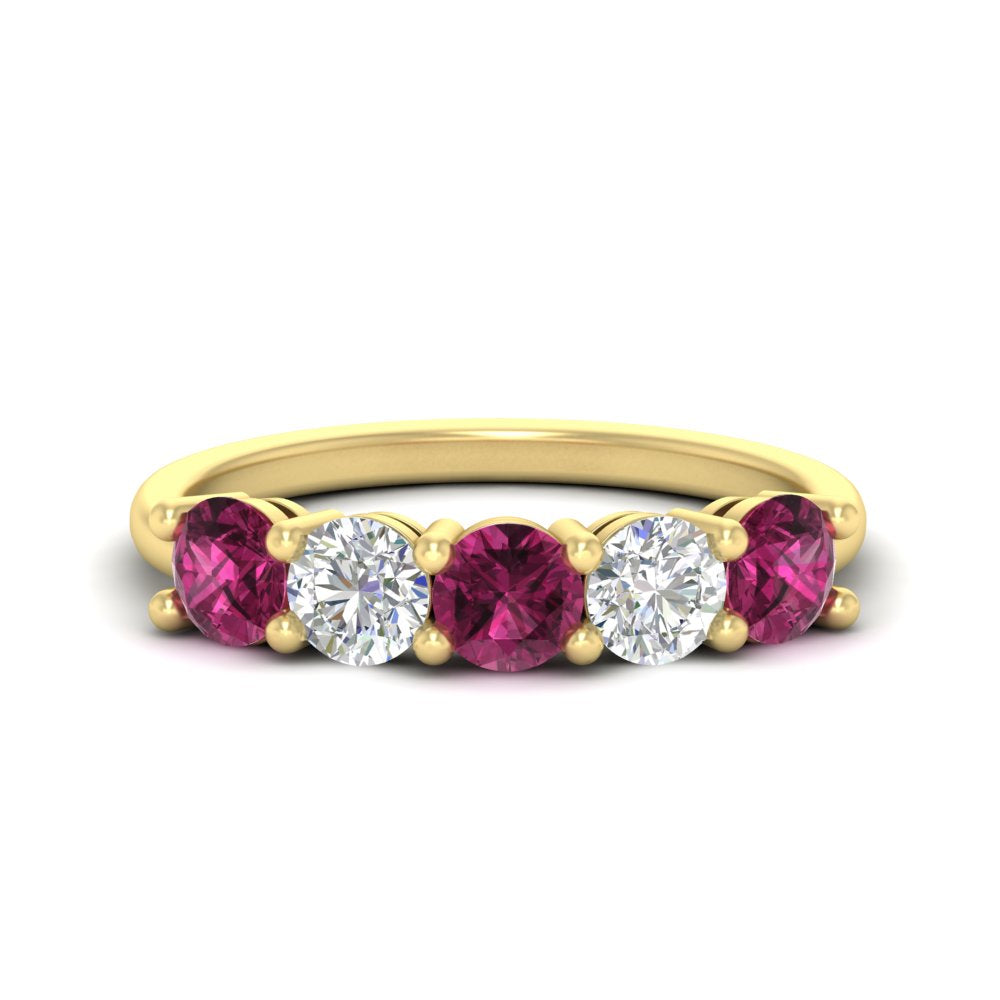 round-cut-2-carat-5-stone-diamond-and-pink-sapphire-wedding-ring-in-yellow-gold-FDENS141ROBGSADRPI-2.00CT-NL-YG