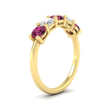 Load image into Gallery viewer, round-cut-2-carat-5-stone-diamond-and-pink-sapphire-wedding-ring-in-yellow-gold-FDENS141ROBGSADRPIANGLE2-2.00CT-NL-YG
