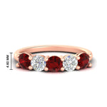 Load image into Gallery viewer, round-cut-2-carat-5-stone-diamond-and-ruby-wedding-ring-in-rose-gold-FDENS141ROBGRUDR-2.00CT-NL-RG-HW
