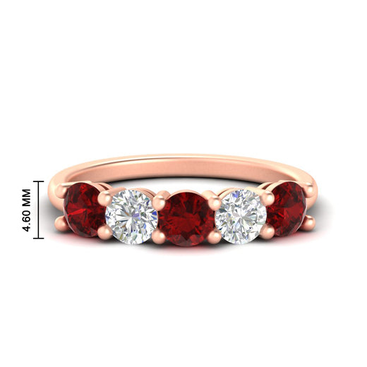 round-cut-2-carat-5-stone-diamond-and-ruby-wedding-ring-in-rose-gold-FDENS141ROBGRUDR-2.00CT-NL-RG-HW