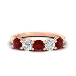 Load image into Gallery viewer, round-cut-2-carat-5-stone-diamond-and-ruby-wedding-ring-in-rose-gold-FDENS141ROBGRUDR-2.00CT-NL-RG
