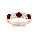 Load image into Gallery viewer, round-cut-2-carat-5-stone-diamond-and-ruby-wedding-ring-in-rose-gold-FDENS141ROBGRUDRANGLE5-2.00CT-NL-RG
