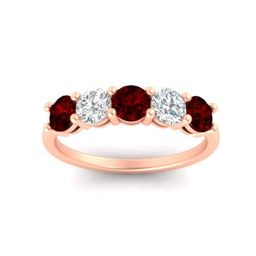 round-cut-2-carat-5-stone-diamond-and-ruby-wedding-ring-in-rose-gold-FDENS141ROBGRUDRANGLE5-2.00CT-NL-RG