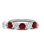 Load image into Gallery viewer, round-cut-2-carat-5-stone-diamond-and-ruby-wedding-ring-in-white-gold-FDENS141ROBGRUDR-2.00CT-NL-WG-HW
