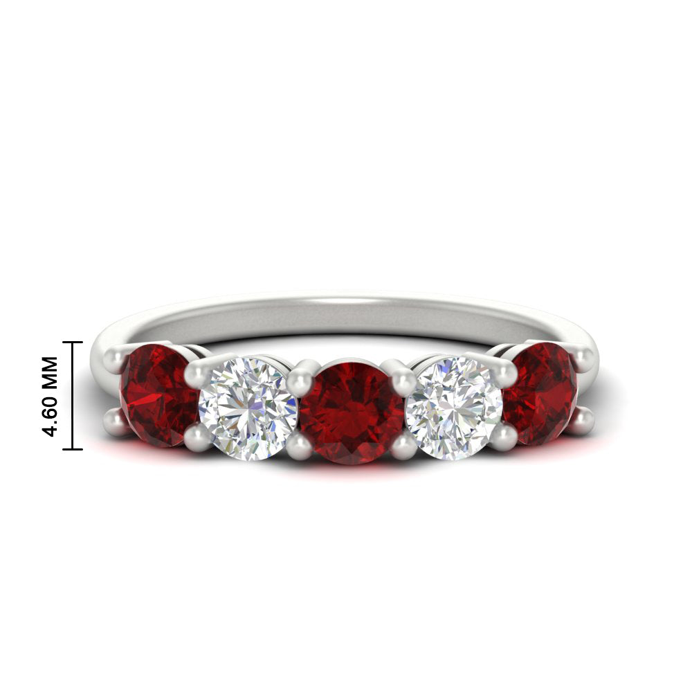 round-cut-2-carat-5-stone-diamond-and-ruby-wedding-ring-in-white-gold-FDENS141ROBGRUDR-2.00CT-NL-WG-HW