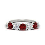 Load image into Gallery viewer, round-cut-2-carat-5-stone-diamond-and-ruby-wedding-ring-in-white-gold-FDENS141ROBGRUDR-2.00CT-NL-WG
