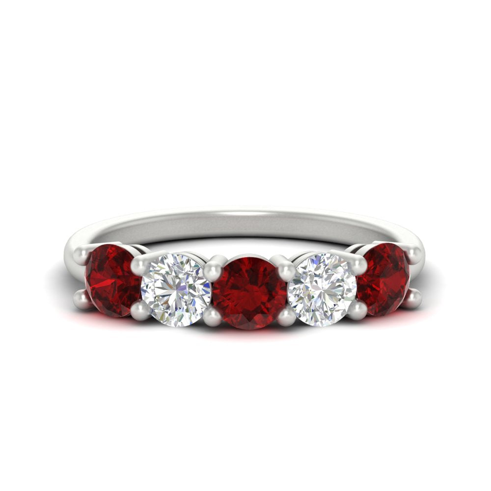 round-cut-2-carat-5-stone-diamond-and-ruby-wedding-ring-in-white-gold-FDENS141ROBGRUDR-2.00CT-NL-WG