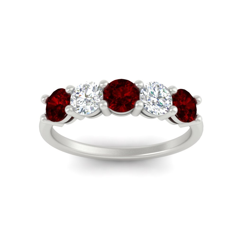 round-cut-2-carat-5-stone-diamond-and-ruby-wedding-ring-in-white-gold-FDENS141ROBGRUDRANGLE5-2.00CT-NL-WG