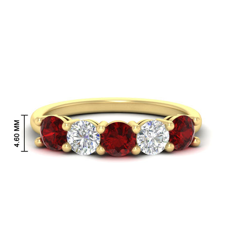 round-cut-2-carat-5-stone-diamond-and-ruby-wedding-ring-in-yellow-gold-FDENS141ROBGRUDR-2.00CT-NL-YG-HW