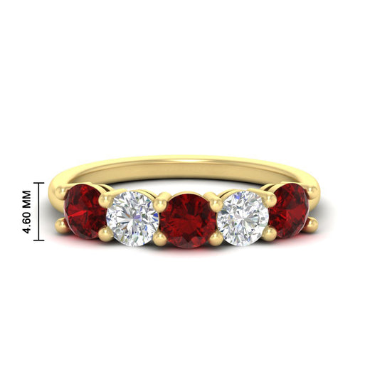 round-cut-2-carat-5-stone-diamond-and-ruby-wedding-ring-in-yellow-gold-FDENS141ROBGRUDR-2.00CT-NL-YG-HW