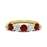 Load image into Gallery viewer, round-cut-2-carat-5-stone-diamond-and-ruby-wedding-ring-in-yellow-gold-FDENS141ROBGRUDR-2.00CT-NL-YG
