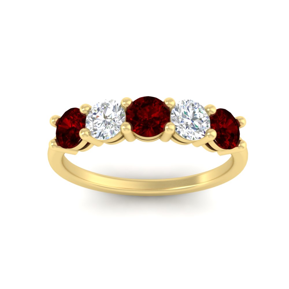 round-cut-2-carat-5-stone-diamond-and-ruby-wedding-ring-in-yellow-gold-FDENS141ROBGRUDRANGLE5-2.00CT-NL-YG
