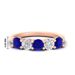 Load image into Gallery viewer, round-cut-2-carat-5-stone-diamond-and-sapphire-wedding-ring-in-rose-gold-FDENS141ROBGSABL-2.00CT-NL-RG-HW
