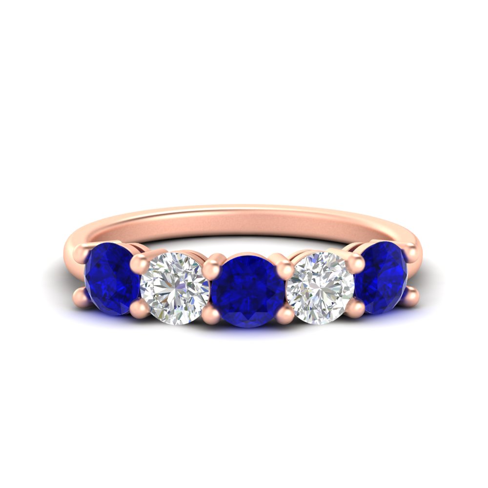 round-cut-2-carat-5-stone-diamond-and-sapphire-wedding-ring-in-rose-gold-FDENS141ROBGSABL-2.00CT-NL-RG