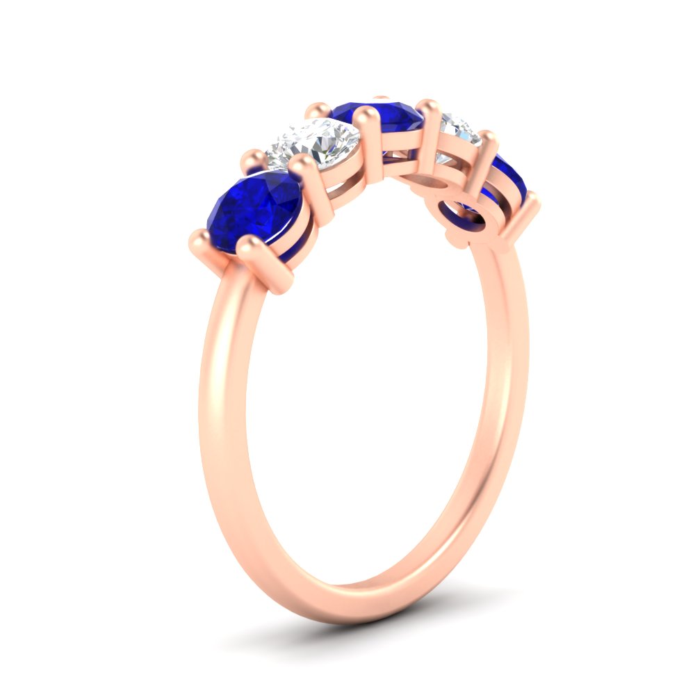 round-cut-2-carat-5-stone-diamond-and-sapphire-wedding-ring-in-rose-gold-FDENS141ROBGSABLANGLE2-2.00CT-NL-RG
