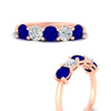 Load image into Gallery viewer, round-cut-2-carat-5-stone-diamond-and-sapphire-wedding-ring-in-rose-gold-FDENS141ROBGSABLANGLE3-2.00CT-NL-RG