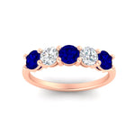 Load image into Gallery viewer, round-cut-2-carat-5-stone-diamond-and-sapphire-wedding-ring-in-rose-gold-FDENS141ROBGSABLANGLE5-2.00CT-NL-RG
