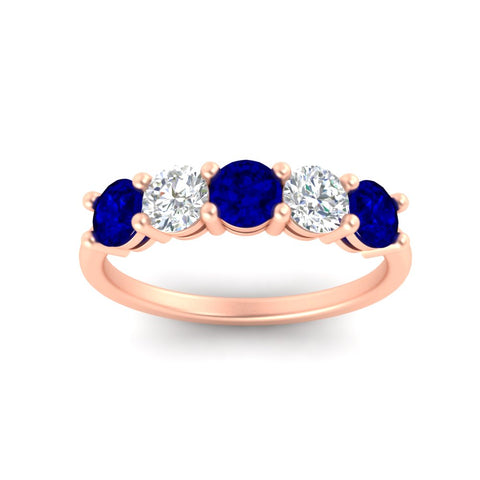 round-cut-2-carat-5-stone-diamond-and-sapphire-wedding-ring-in-rose-gold-FDENS141ROBGSABLANGLE5-2.00CT-NL-RG