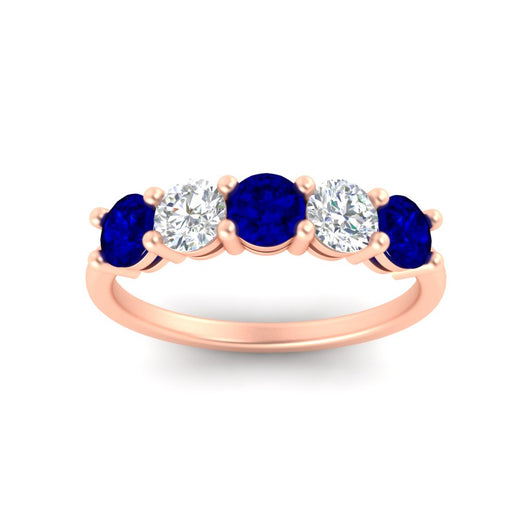 round-cut-2-carat-5-stone-diamond-and-sapphire-wedding-ring-in-rose-gold-FDENS141ROBGSABLANGLE5-2.00CT-NL-RG