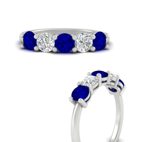 round-cut-2-carat-5-stone-diamond-and-sapphire-wedding-ring-in-white-gold-FDENS141ROBGSABLANGLE3-2.00CT-NL-WG