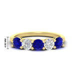 Load image into Gallery viewer, round-cut-2-carat-5-stone-diamond-and-sapphire-wedding-ring-in-yellow-gold-FDENS141ROBGSABL-2.00CT-NL-YG-HW
