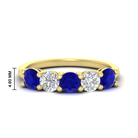 round-cut-2-carat-5-stone-diamond-and-sapphire-wedding-ring-in-yellow-gold-FDENS141ROBGSABL-2.00CT-NL-YG-HW