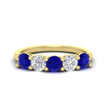 Load image into Gallery viewer, round-cut-2-carat-5-stone-diamond-and-sapphire-wedding-ring-in-yellow-gold-FDENS141ROBGSABL-2.00CT-NL-YG
