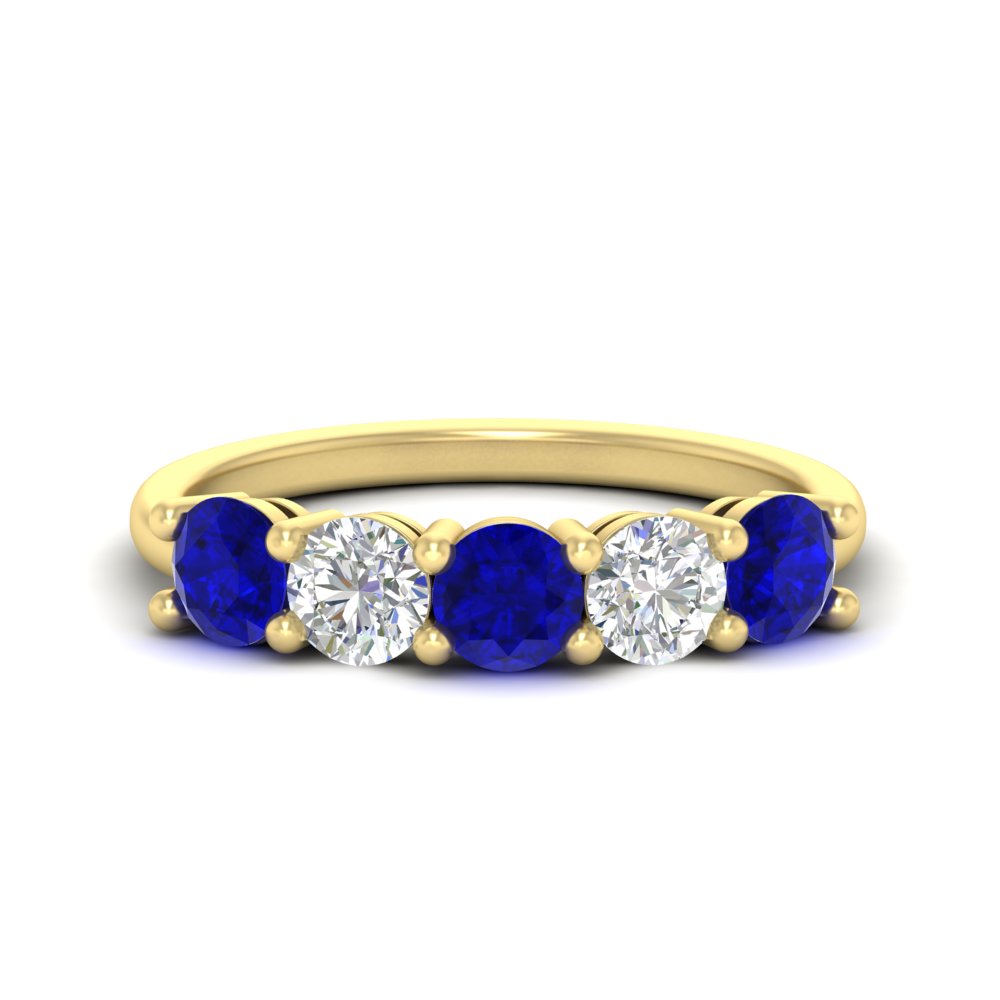 round-cut-2-carat-5-stone-diamond-and-sapphire-wedding-ring-in-yellow-gold-FDENS141ROBGSABL-2.00CT-NL-YG