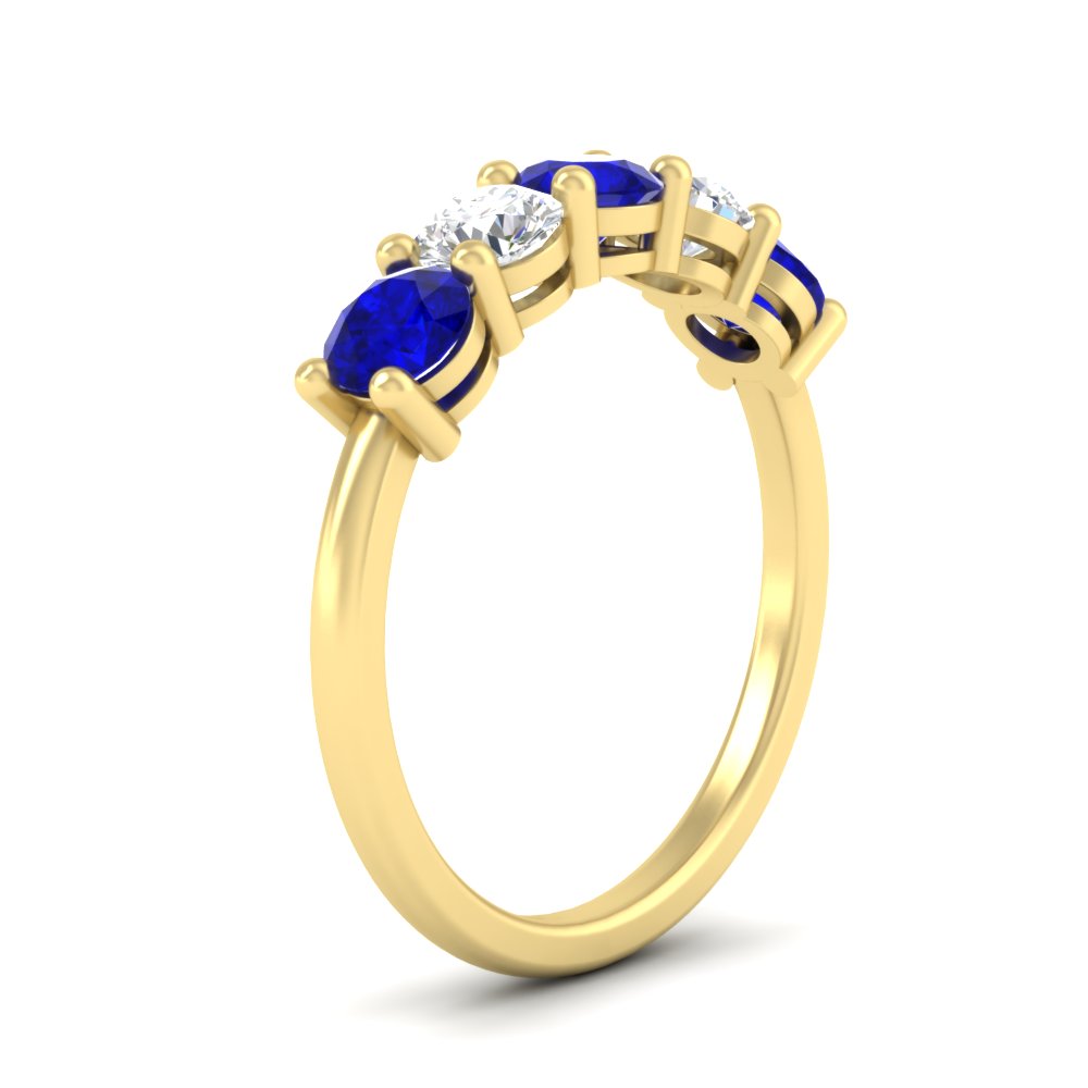 round-cut-2-carat-5-stone-diamond-and-sapphire-wedding-ring-in-yellow-gold-FDENS141ROBGSABLANGLE2-2.00CT-NL-YG