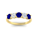Load image into Gallery viewer, round-cut-2-carat-5-stone-diamond-and-sapphire-wedding-ring-in-yellow-gold-FDENS141ROBGSABLANGLE5-2.00CT-NL-YG
