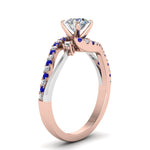 Load image into Gallery viewer, round-cut-2-tone-3-stone-diamond-swirl-engagement-ring-with-blue-sapphire-in-FDO50895RORGSABL-NL-RG
