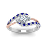 Load image into Gallery viewer, round-cut-2-tone-3-stone-diamond-swirl-engagement-ring-with-blue-sapphire-in-950-Platinum-FDO50895RORGSABL-NL-WG
