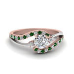 Load image into Gallery viewer, round-cut-2-tone-3-stone-diamond-swirl-engagement-ring-with-emerald-in-FDO50895RORGEMGR-NL-RG
