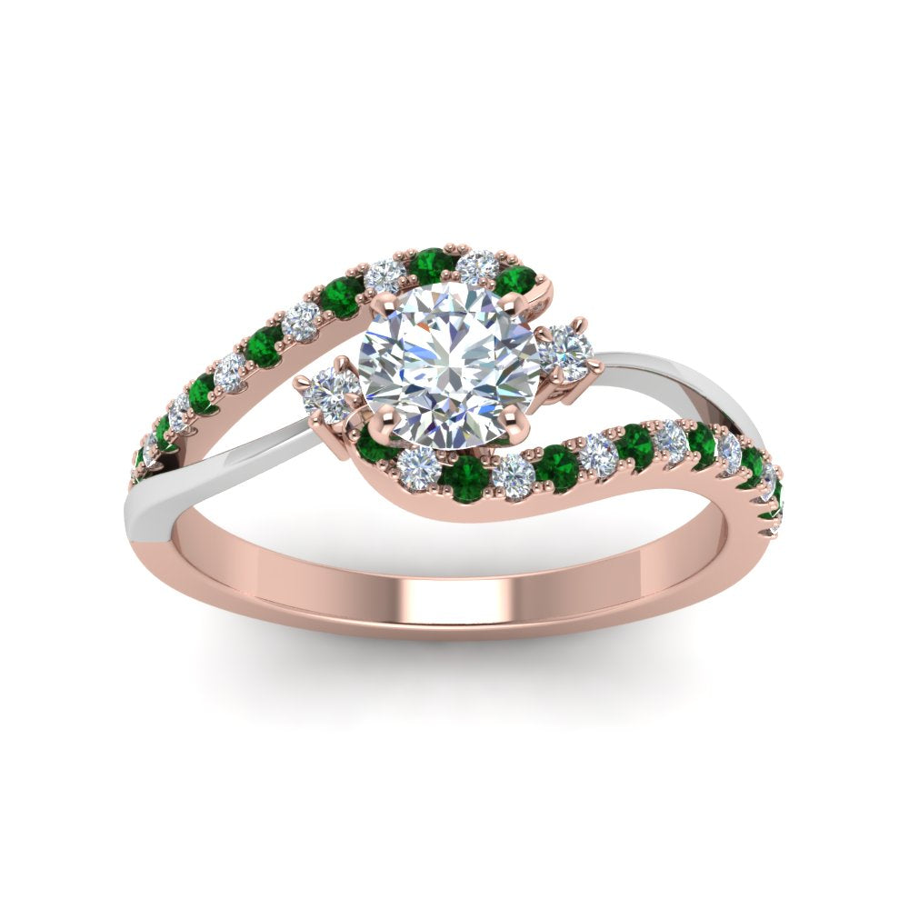 round-cut-2-tone-3-stone-diamond-swirl-engagement-ring-with-emerald-in-FDO50895RORGEMGR-NL-RG