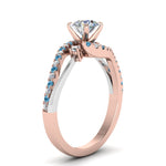 Load image into Gallery viewer, Round+Cut+2+Tone+3+Stone+Lab+Diamond+Swirl+Ring+With+Blue+Topaz+In++Rose+Gold-FDO50895R-AN1-RG
