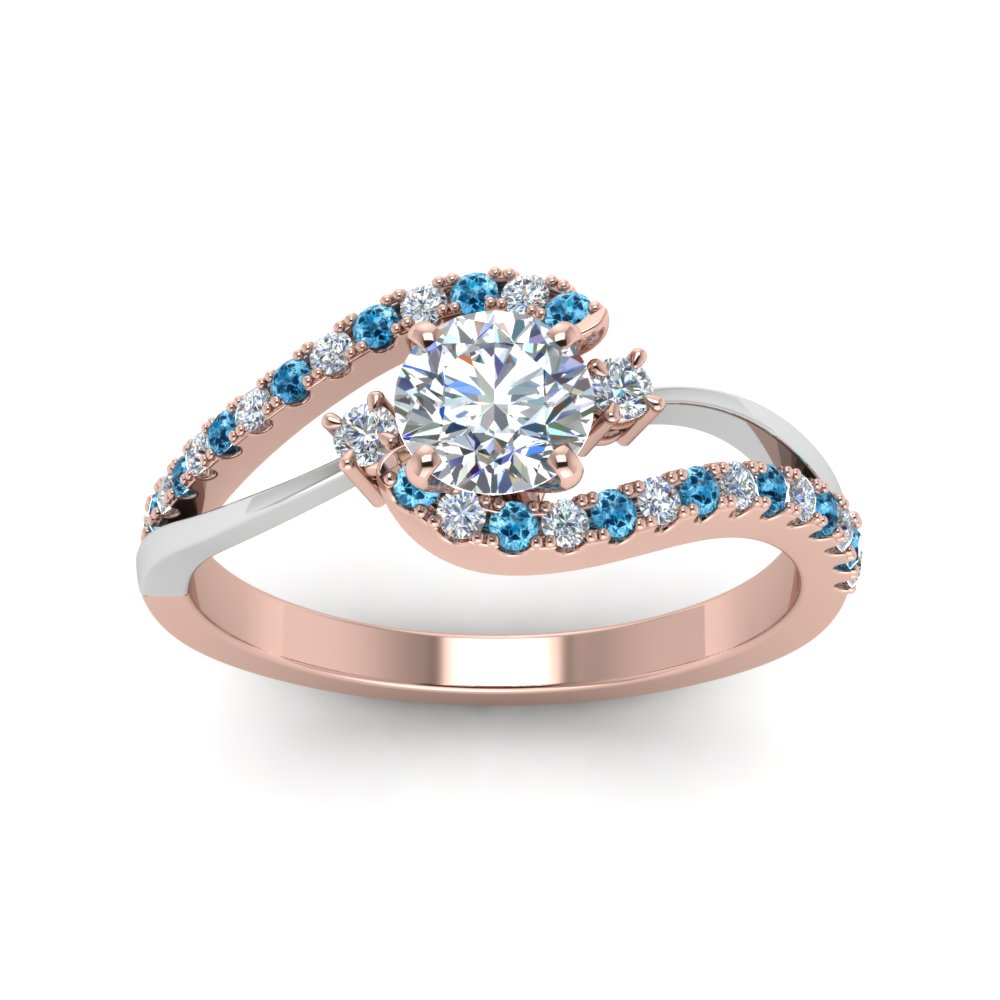 Round+Cut+2+Tone+3+Stone+Lab+Diamond+Swirl+Ring+With+Blue+Topaz+In++Rose+Gold-FDO50895R-AN1-RG
