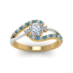 Load image into Gallery viewer, round-cut-2-tone-3-stone-diamond-swirl-engagement-ring-with-ice-blue-topaz-in-FDO50895RORGICBLTO-NL-YG

