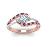 Load image into Gallery viewer, round-cut-2-tone-3-stone-diamond-swirl-engagement-ring-with-pink-sapphire-in-FDO50895RORGSADRPI-NL-RG
