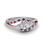 Load image into Gallery viewer, round-cut-2-tone-3-stone-diamond-swirl-engagement-ring-with-pink-sapphire-in-FDO50895RORGSADRPI-NL-WG
