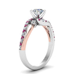 Load image into Gallery viewer, round-cut-2-tone-3-stone-diamond-swirl-engagement-ring-with-pink-sapphire-in-FDO50895RORGSADRPI-NL-WG

