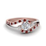 Load image into Gallery viewer, round-cut-2-tone-3-stone-diamond-swirl-engagement-ring-with-ruby-in-FDO50895RORGRUDR-NL-RG
