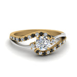 Load image into Gallery viewer, round-cut-2-tone-3-stone-swirl-engagement-ring-with-black-diamond-in-FDO50895RORGBLACK-NL-YG
