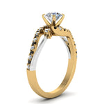 Load image into Gallery viewer, round-cut-2-tone-3-stone-swirl-engagement-ring-with-black-diamond-in-FDO50895RORGBLACK-NL-YG
