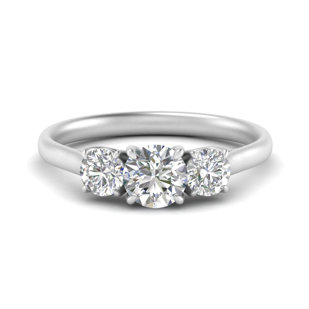 Classic 3 Stone Round Trellis Engagement Ring