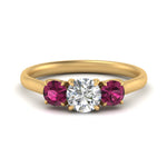 Load image into Gallery viewer, round-cut-3-stone-trellis-pink-sapphire-engagement-ring-in-yellow-gold-FD-10768ROR-1.50CTGSADRPI-NL-YG
