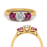Load image into Gallery viewer, round-cut-3-stone-trellis-pink-sapphire-engagement-ring-in-yellow-gold-FD-10768ROR-1.50CTGSADRPIANGLE3-NL-YG
