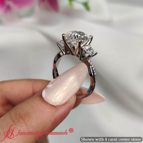 Three Stone Lab Grown Round Cut Twisted Vine Ring