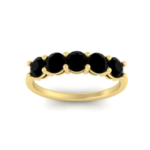 round-cut-5-stone-black-diamond-wedding-ring-2-carat-in-yellow-gold-FDENS141ROBGBLACKANGLE5-2.00CT-NL-YG